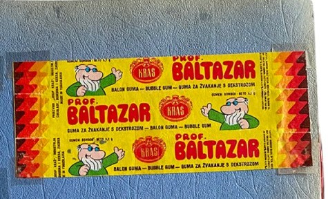 Kraš packaging featuring Professor Baltazar