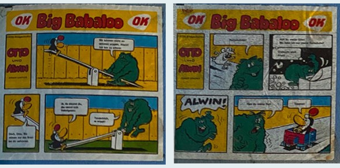 Two Otto und Alwin comics: original inserts carefully arranged side by side